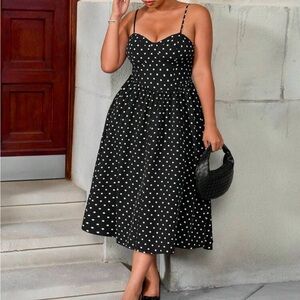 SHEIN Black and White Polka Dot Maxi Dress
